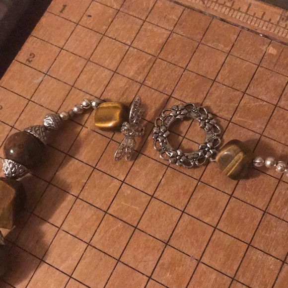 Semiprecious Jasper Tigers Eye Stone 19”L Necklace Toggle Clasp Handmade EVC - Picture 11 of 11